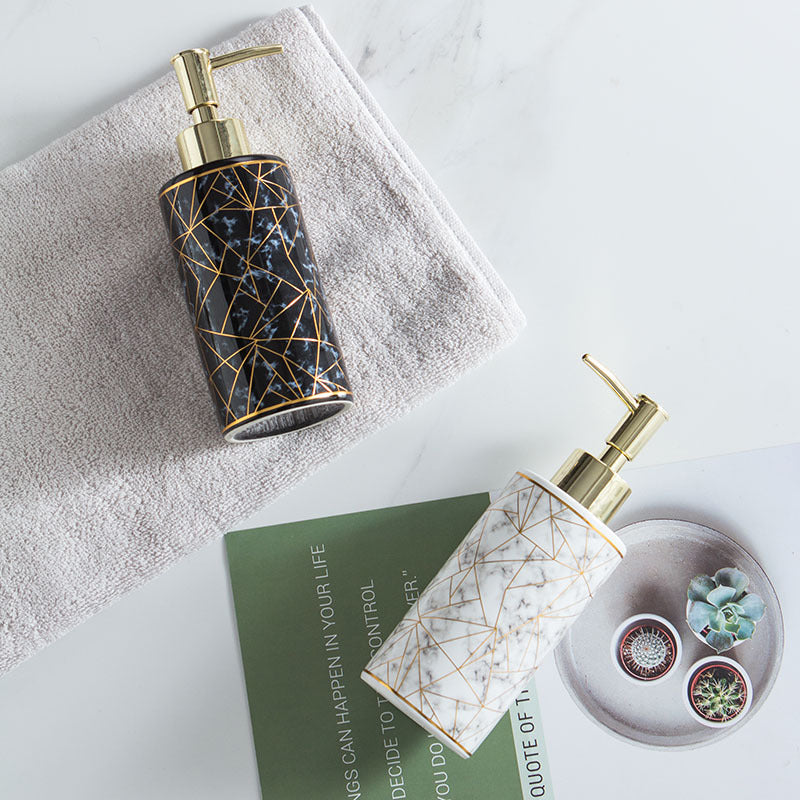Marble Ceramic Hand Soap Lotion Bottle Bathroom Accessory White Black