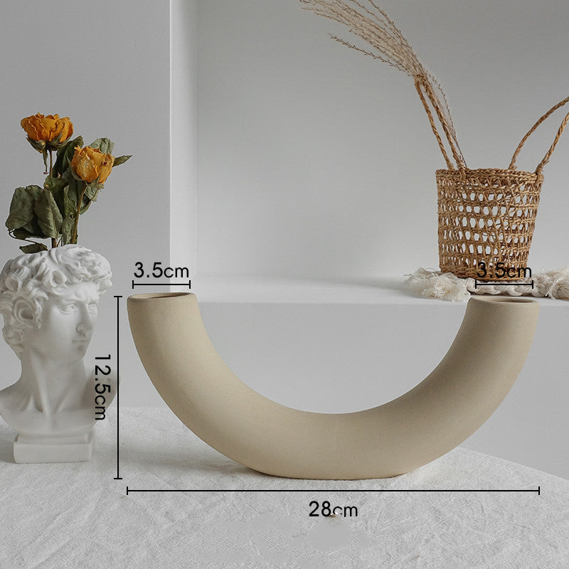 Matte Ceramic Vase Nordic Minimalist Style Dried Flower Home Decor