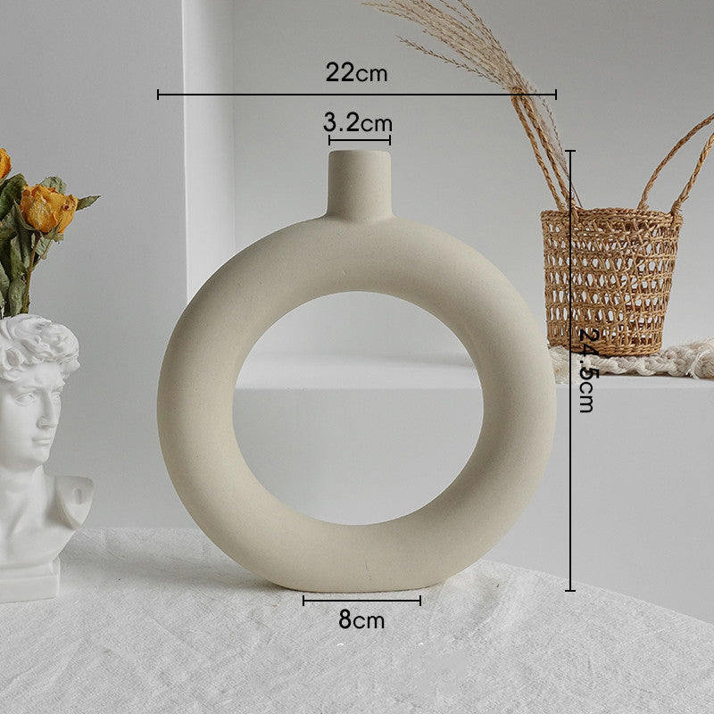 Matte Ceramic Vase Nordic Minimalist Style Dried Flower Home Decor