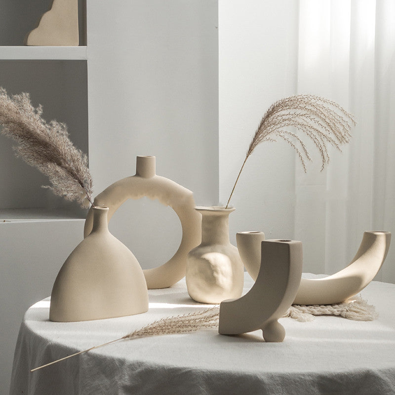 Matte Ceramic Vase Nordic Minimalist Style Dried Flower Home Decor