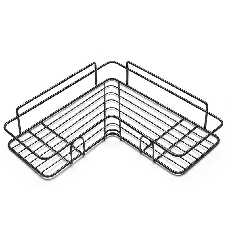 Metal Corner Shower Shelf - No Drill Iron Bathroom Corner Caddy | Black and White