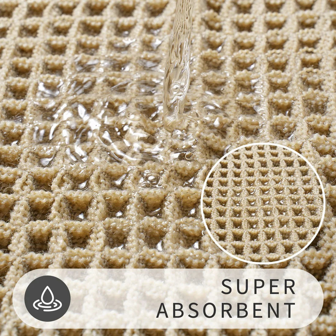 Non-Slip Absorbent Bath Mat – Microfiber Waffle Bathroom Door Carpet