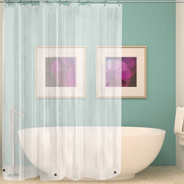 Waterproof Mildew Resistant Shower Curtain PEVA Polyester Quick Dry 2 Sizes