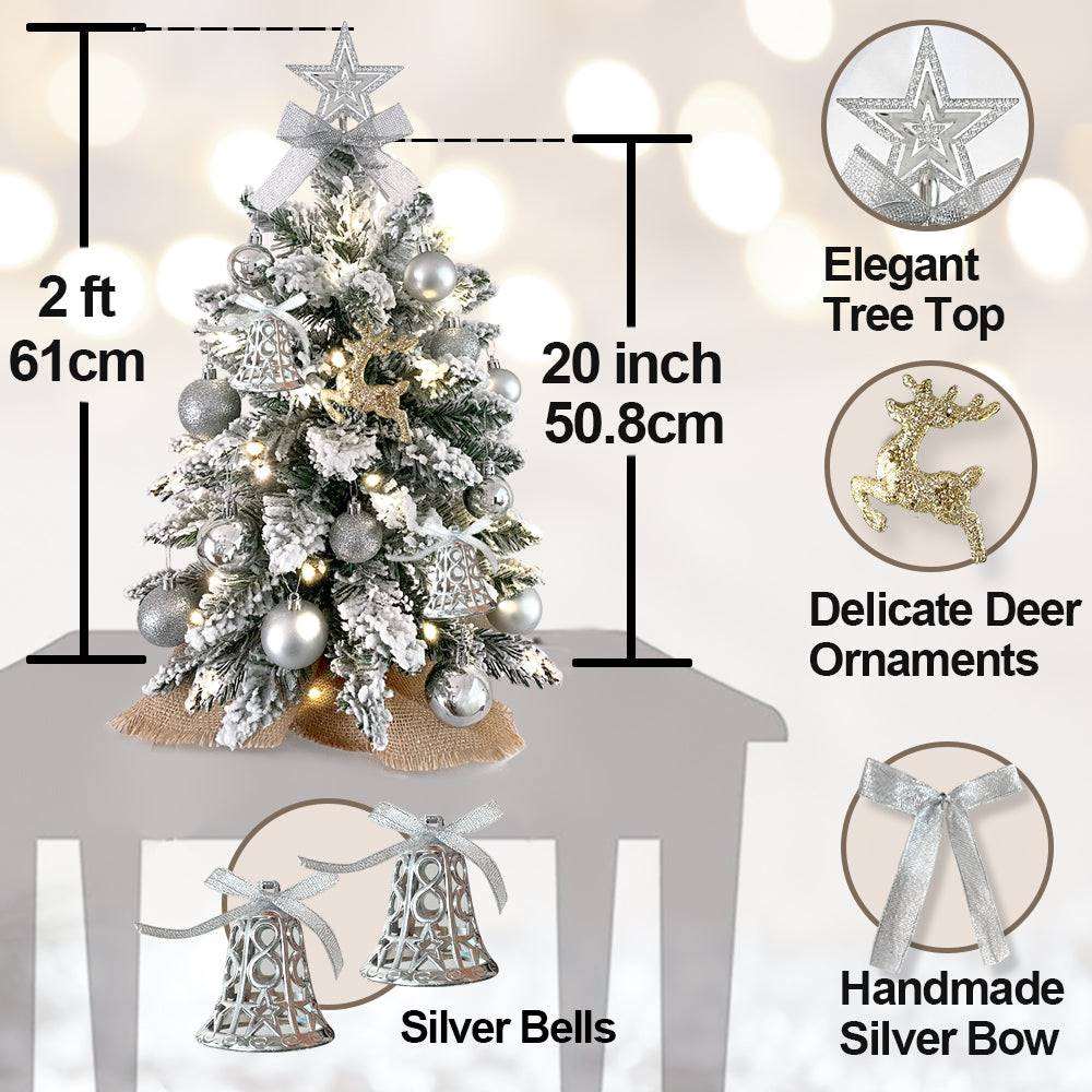 2ft Mini Christmas Tree With Lights Tabletop Christmas Decoration For Home & Office