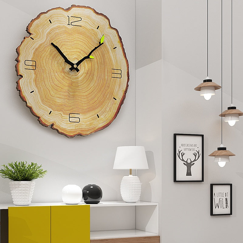 Minimalist Wood Wall Clock Silent Sweep Nordic Ring Design