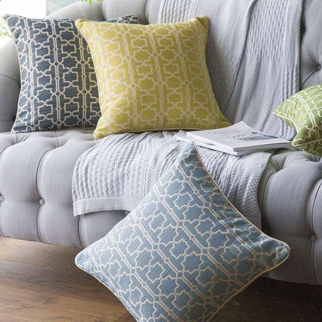 Moroccan Trellis Throw Pillow - Woven Cotton Geometric Accent Pillow | 6 Colors