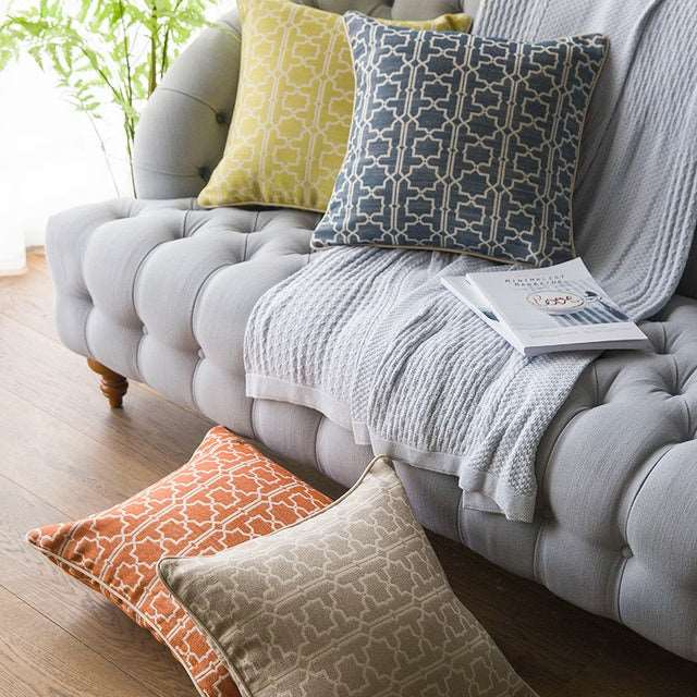 Moroccan Trellis Throw Pillow - Woven Cotton Geometric Accent Pillow | 6 Colors