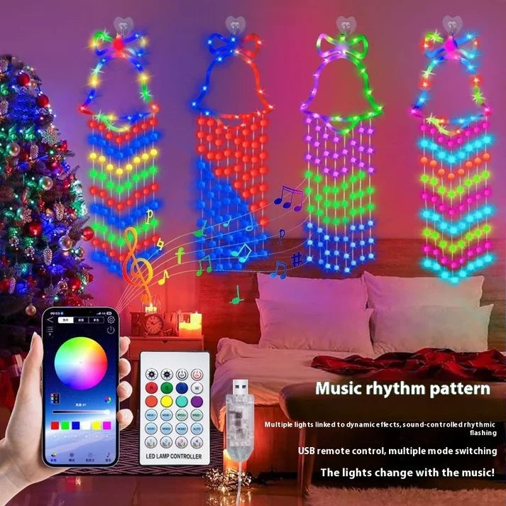 Splendas Multicolor LED Net Christmas Bell Lights Window & Indoor Holiday Decor USB & Battery