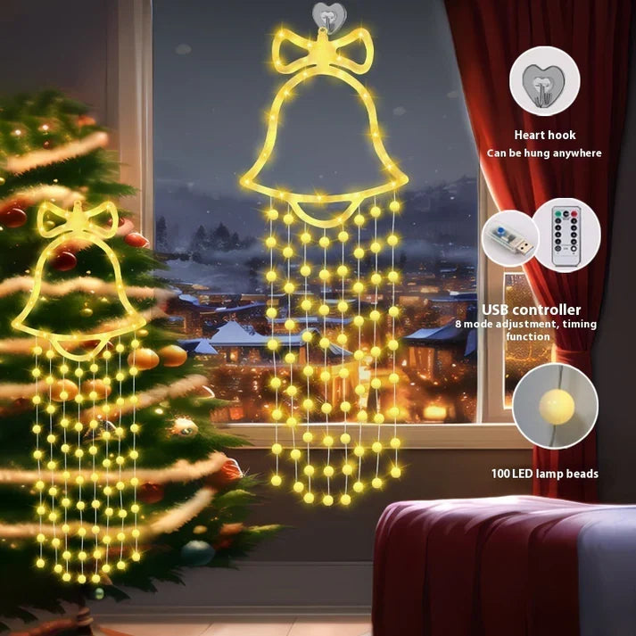 Splendas Multicolor LED Net Christmas Bell Lights Window & Indoor Holiday Decor USB & Battery