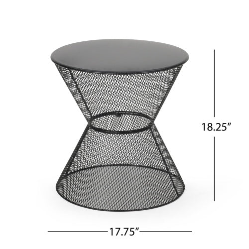 Nevada Matte Black Iron Side Table Outdoor Accent Table for Patio and Home