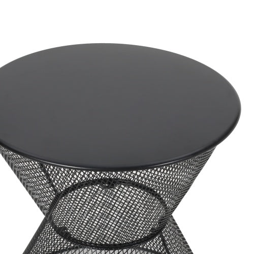 Nevada Matte Black Iron Side Table Outdoor Accent Table for Patio and Home