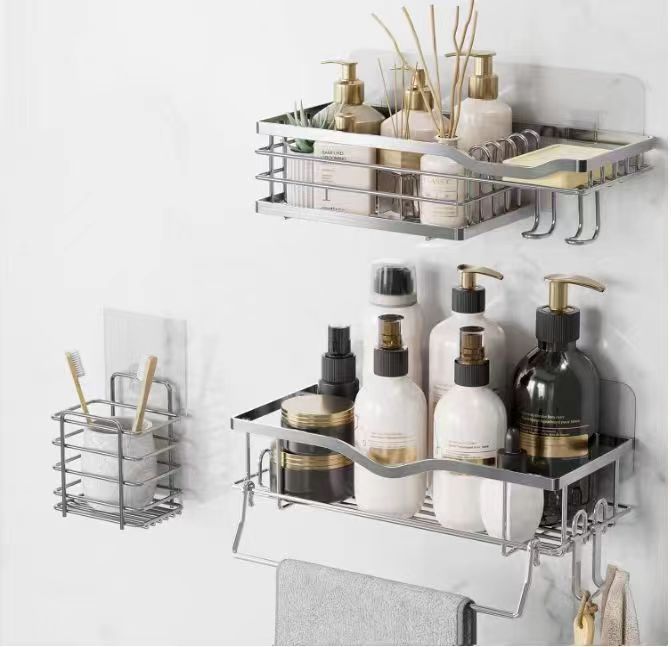 No Drill Shower Caddy Set - SUS304 Stainless Steel Wall Mount | 3 Piece