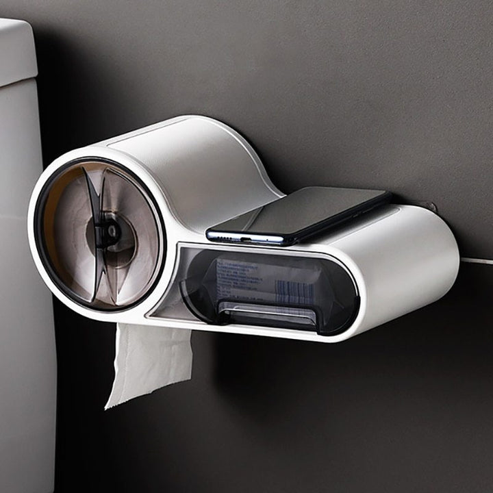 No Drill Toilet Paper Holder Self Adhesive Waterproof Wall Mount