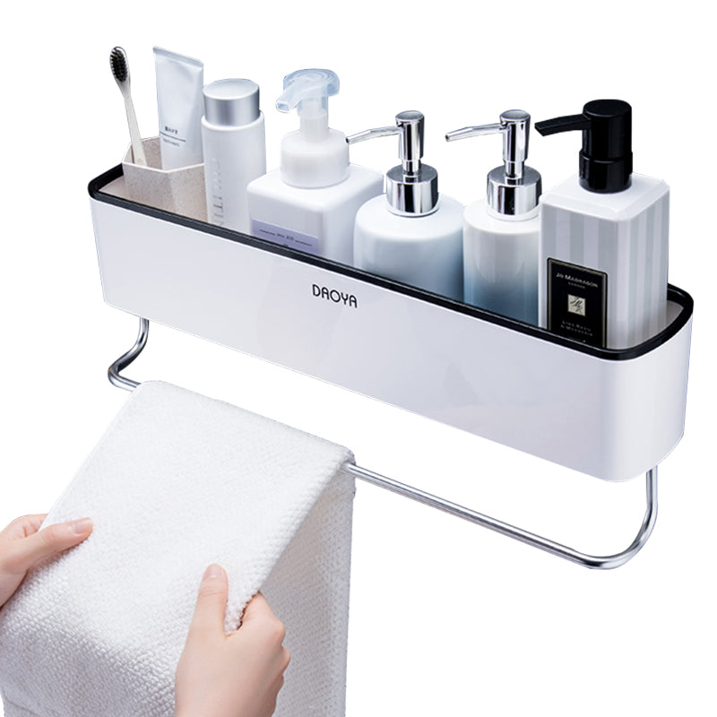 Nordic Bathroom Shelf No Drill - Wall Mount Storage Rack with Optional Towel Bar | Black and Gray