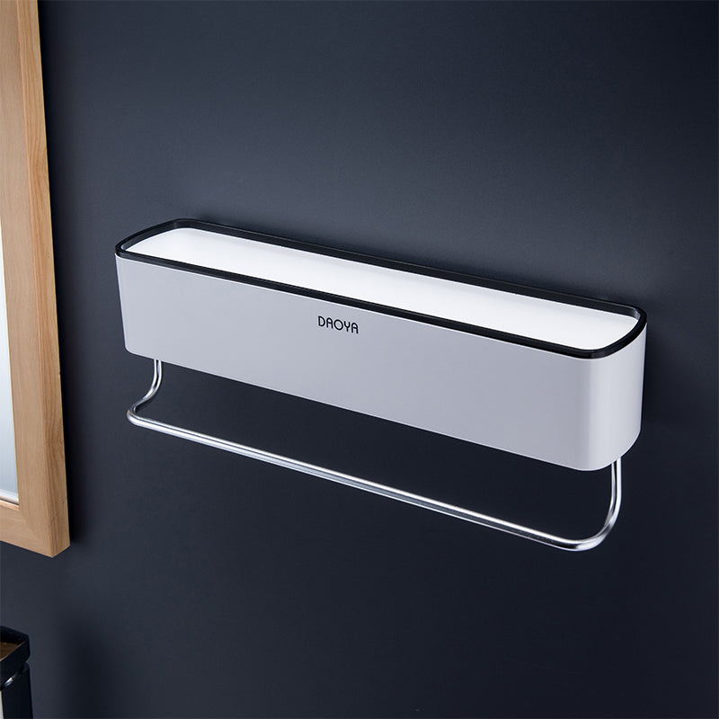 Nordic Bathroom Shelf No Drill - Wall Mount Storage Rack with Optional Towel Bar | Black and Gray