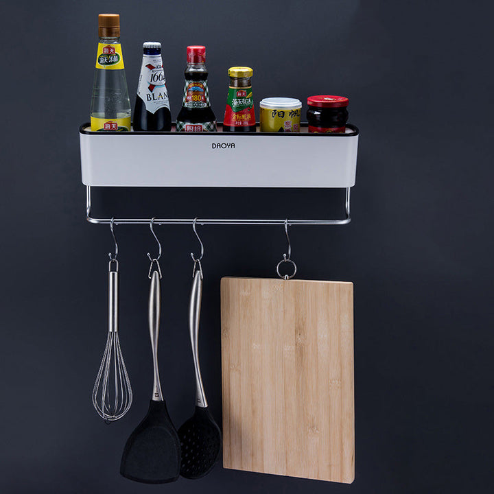 Nordic Bathroom Shelf No Drill - Wall Mount Storage Rack with Optional Towel Bar | Black and Gray