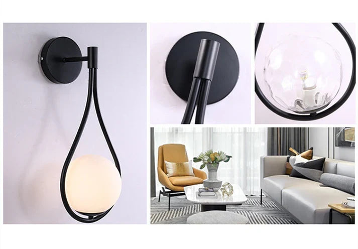 Nordic Bedroom Bedside Led Indoor Wall Lamp Golden Personality Home Lighting