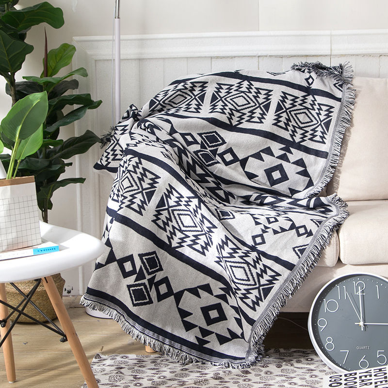 Splendas Geometric Throw Blanket Woven Cotton Lightweight Breathable | Sofa & Bed | 4 Sizes