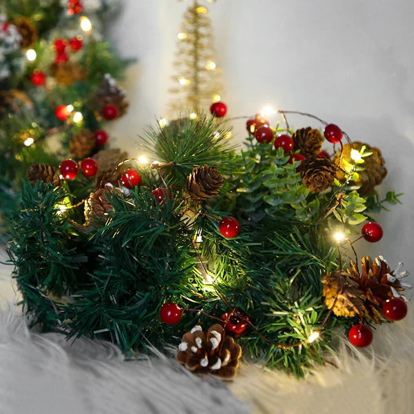 Splendas Christmas Pine Cone String Lights Warm White LED Fairy Lights Indoor