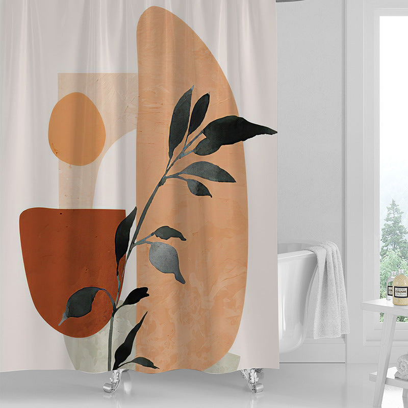 Printed PVC Shower Curtain with 12 Hooks Waterproof 3 Thickness Options 71x71