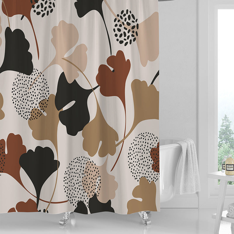 Printed PVC Shower Curtain with 12 Hooks Waterproof 3 Thickness Options 71x71