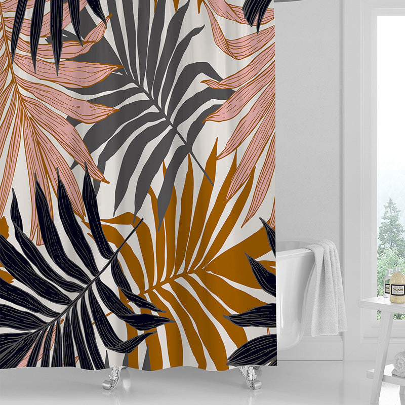 Printed PVC Shower Curtain with 12 Hooks Waterproof 3 Thickness Options 71x71