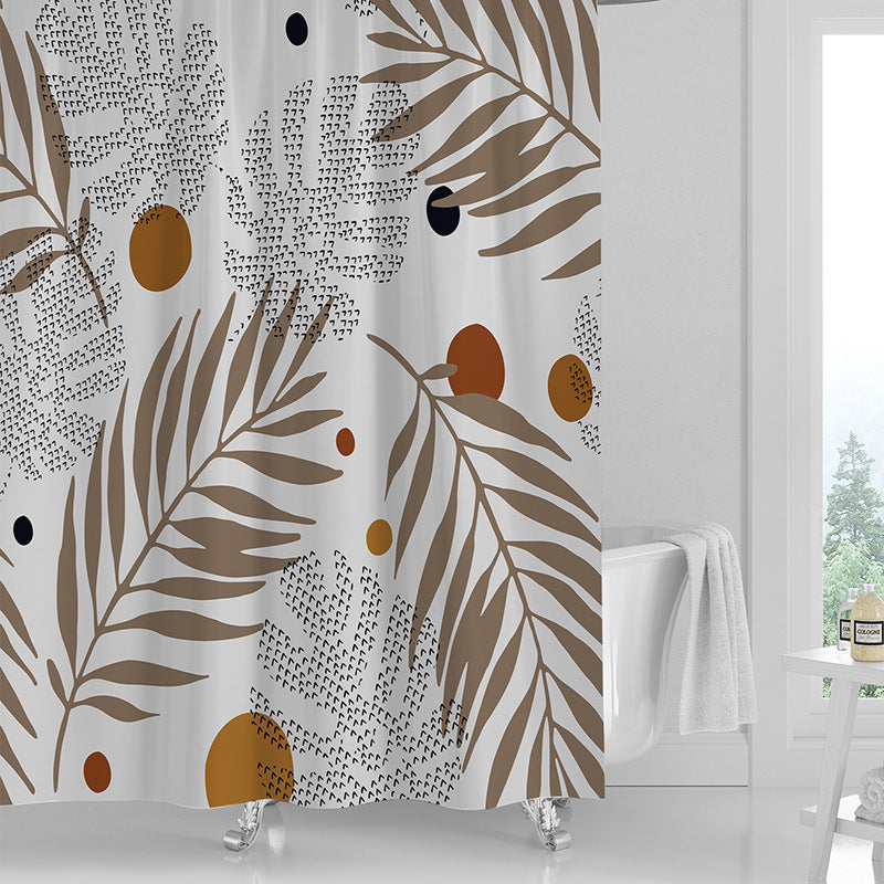 Printed PVC Shower Curtain with 12 Hooks Waterproof 3 Thickness Options 71x71