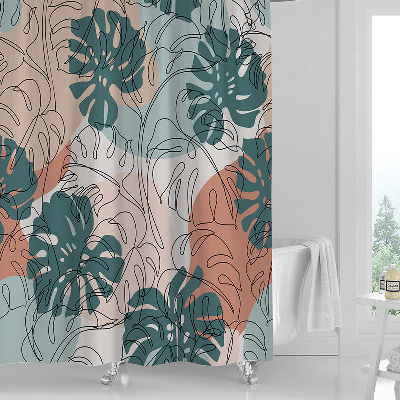 Printed PVC Shower Curtain with 12 Hooks Waterproof 3 Thickness Options 71x71