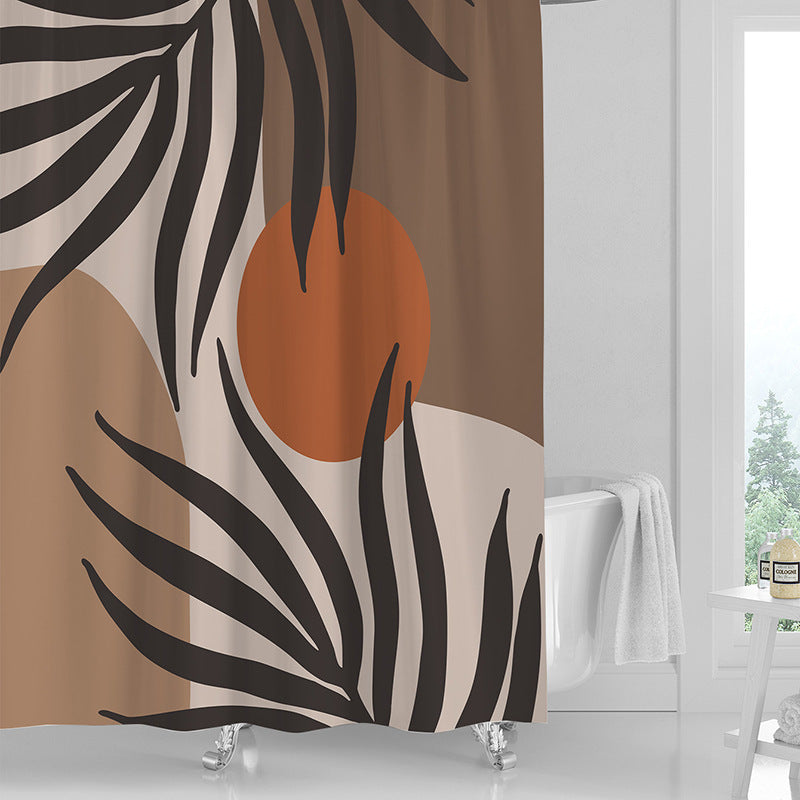 Printed PVC Shower Curtain with 12 Hooks Waterproof 3 Thickness Options 71x71