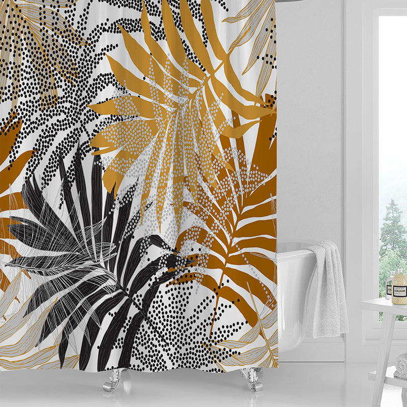 Printed PVC Shower Curtain with 12 Hooks Waterproof 3 Thickness Options 71x71