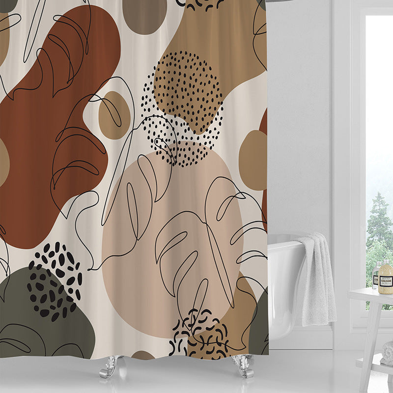 Printed PVC Shower Curtain with 12 Hooks Waterproof 3 Thickness Options 71x71
