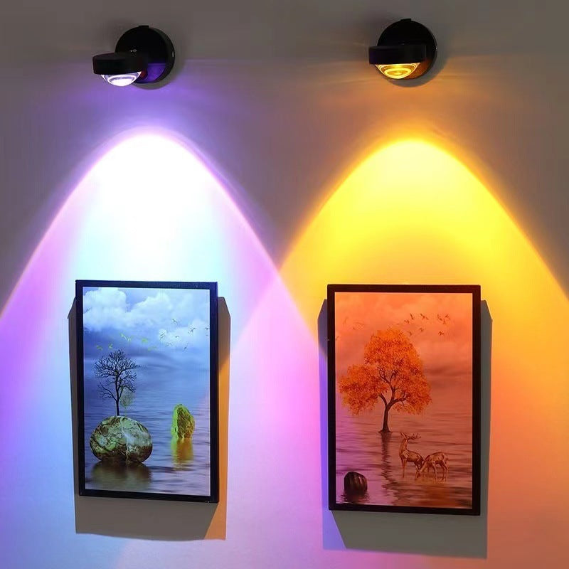 Rechargeable Sunset Wall Lamp USB Wireless No Drill Bedroom Light
