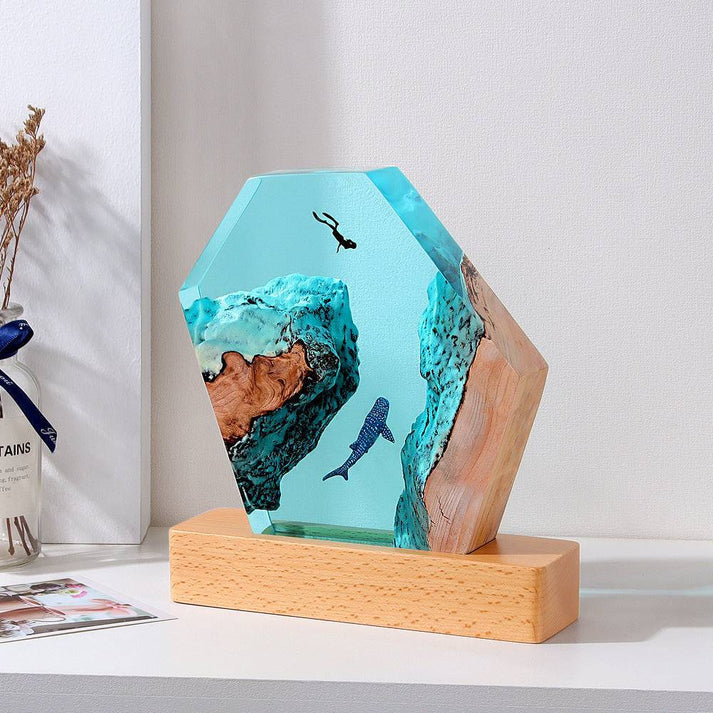 Solid Resin lamps Night Cave Whale Divers Ornaments