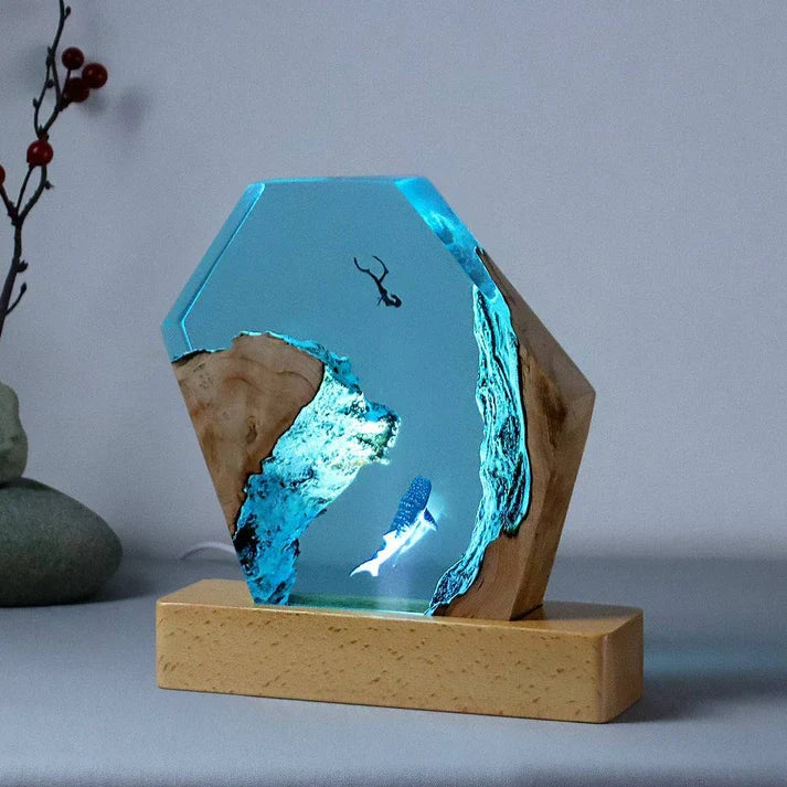 Solid Resin lamps Night Cave Whale Divers Ornaments
