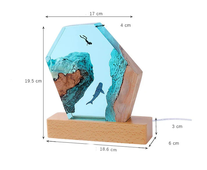 Solid Resin lamps Night Cave Whale Divers Ornaments