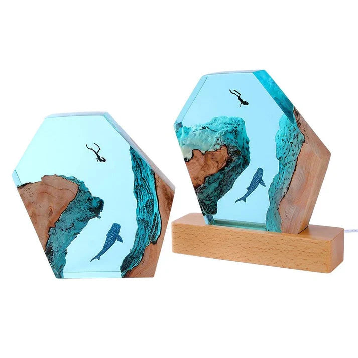 Solid Resin lamps Night Cave Whale Divers Ornaments