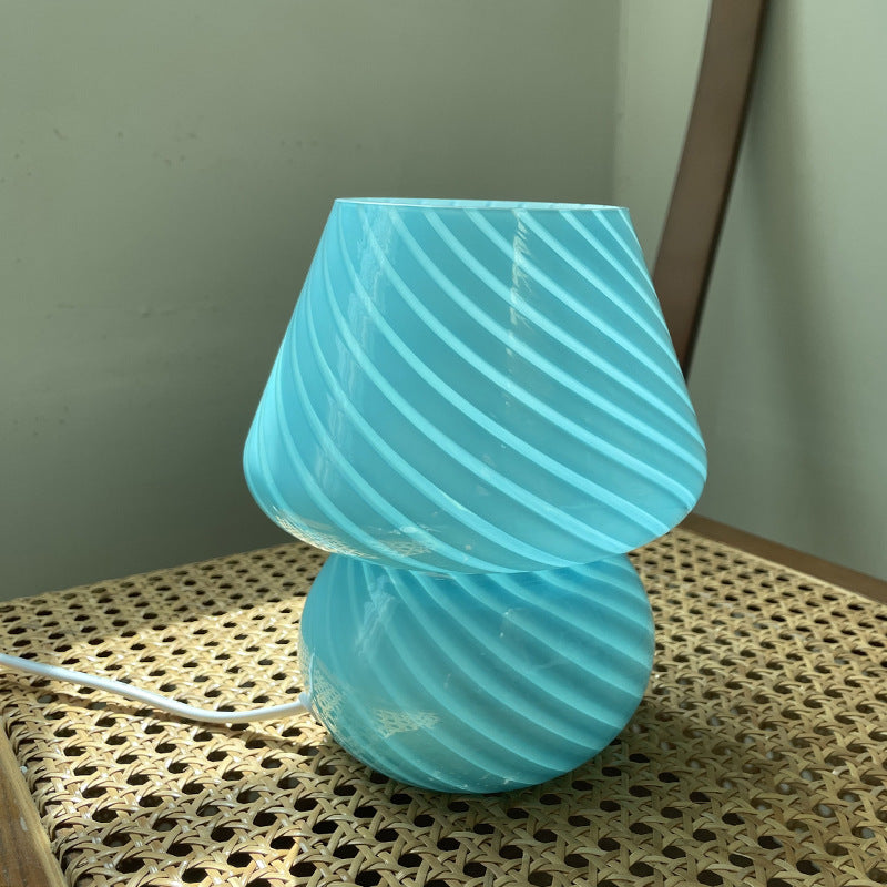 Retro Glass Bedside Table Lamp USB Powered Small Bedroom Night Light