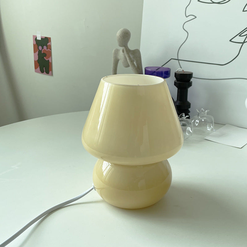 Retro Glass Bedside Table Lamp USB Powered Small Bedroom Night Light