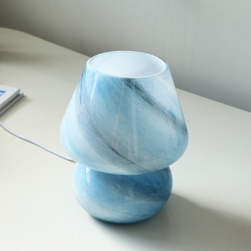 Retro Glass Bedside Table Lamp USB Powered Small Bedroom Night Light