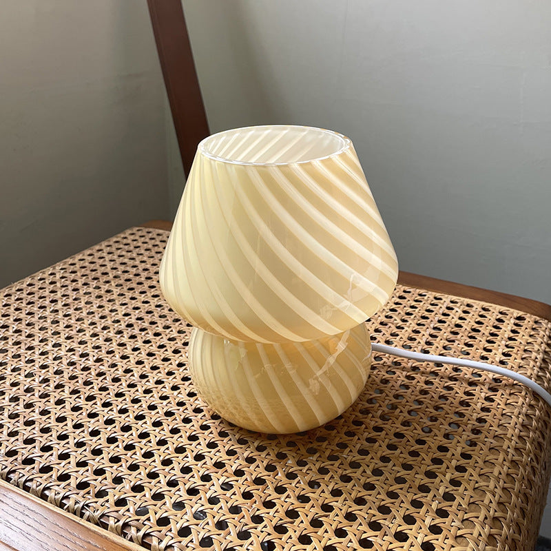 Retro Glass Bedside Table Lamp USB Powered Small Bedroom Night Light