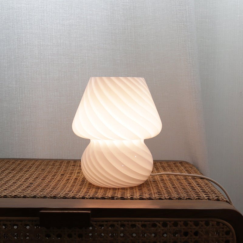 Retro Glass Bedside Table Lamp USB Powered Small Bedroom Night Light