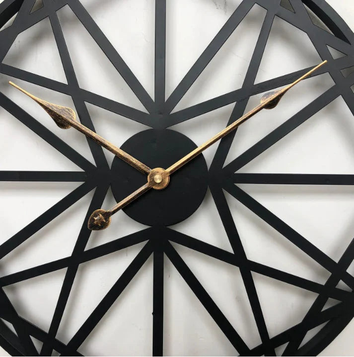 Stylish living room silent rod iron wall clock