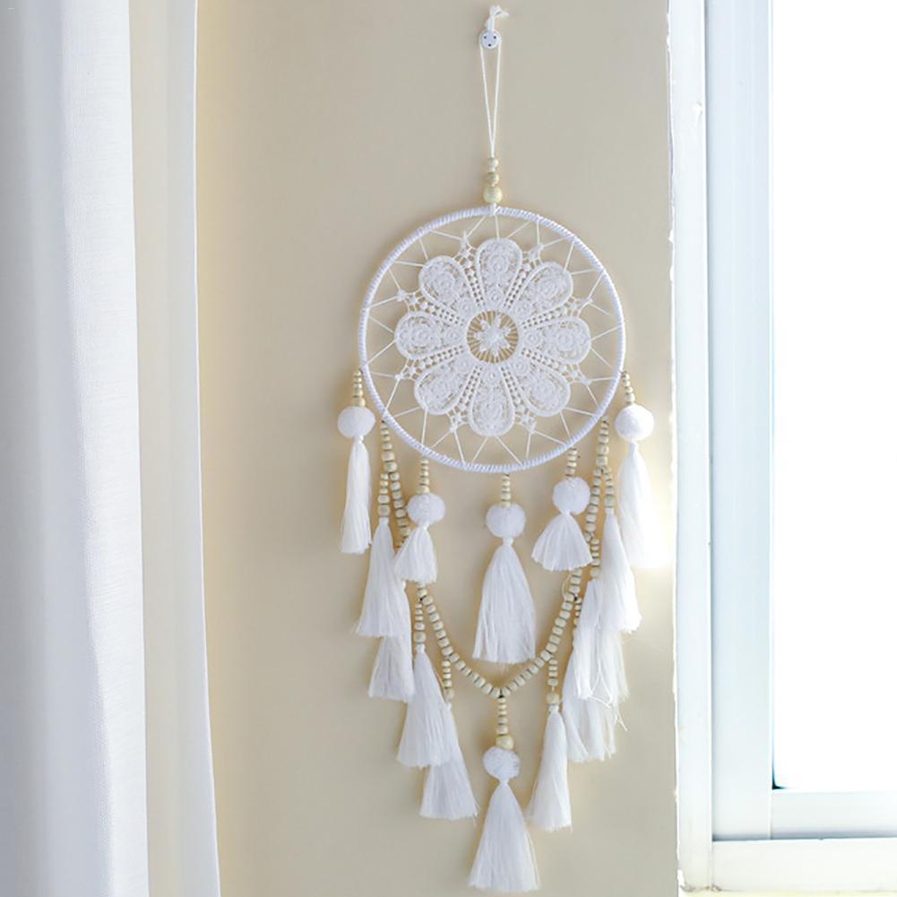 Romantic Decorative Wall Dream Catcher Wooden Beads Tassel Iron Ring