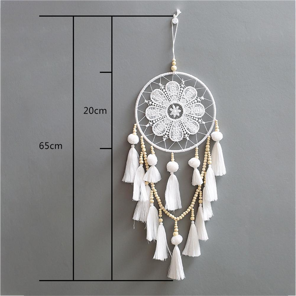 Romantic Decorative Wall Dream Catcher Wooden Beads Tassel Iron Ring