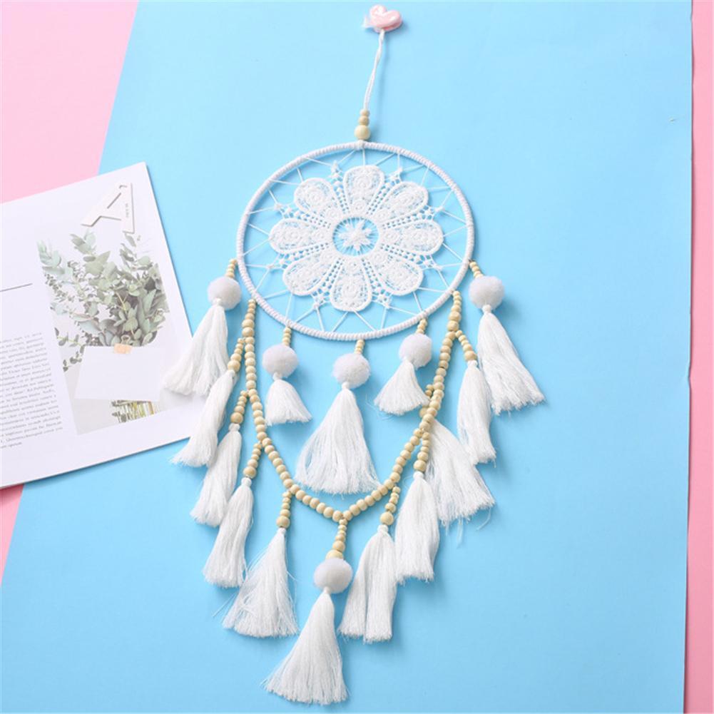 Romantic Decorative Wall Dream Catcher Wooden Beads Tassel Iron Ring