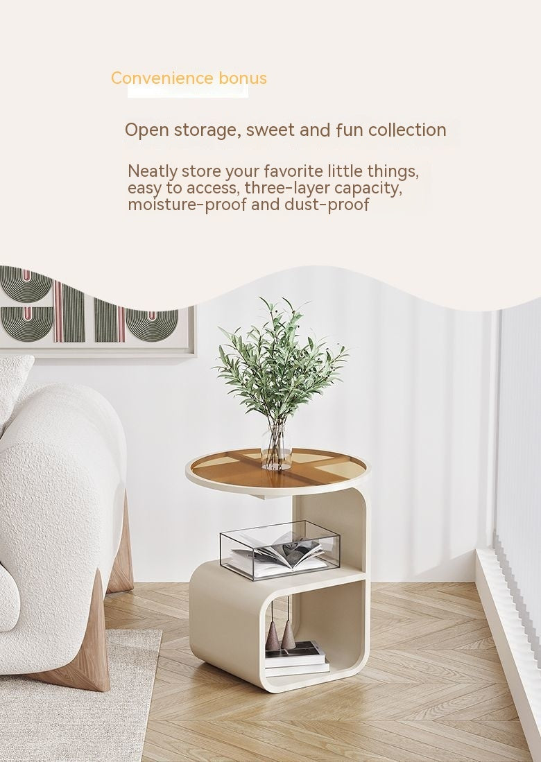 Modern Round Tempered Glass Sofa Side Table Metal Frame 2 Colors