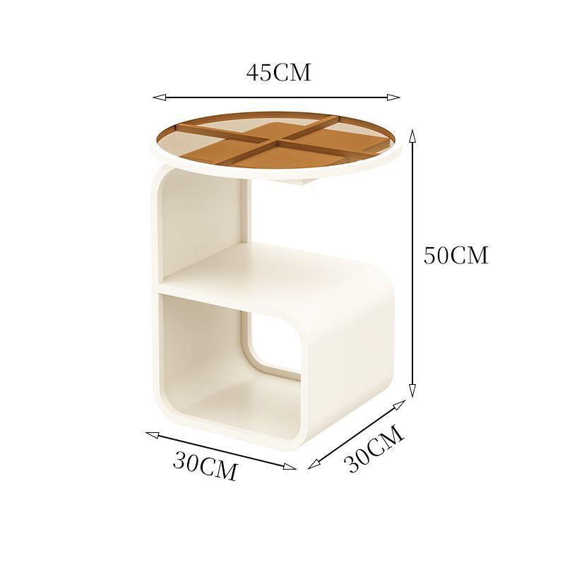 Modern Round Tempered Glass Sofa Side Table Metal Frame 2 Colors