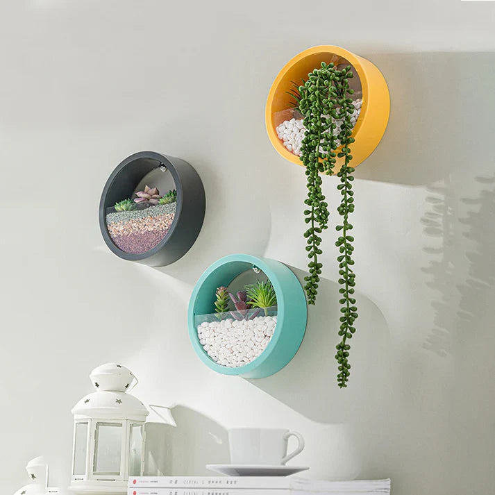 Round Glass Flower Vase Wall Art For Decoration