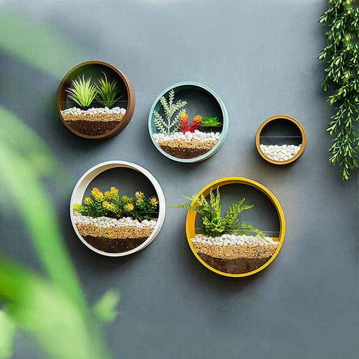Round Glass Flower Vase Wall Art For Decoration
