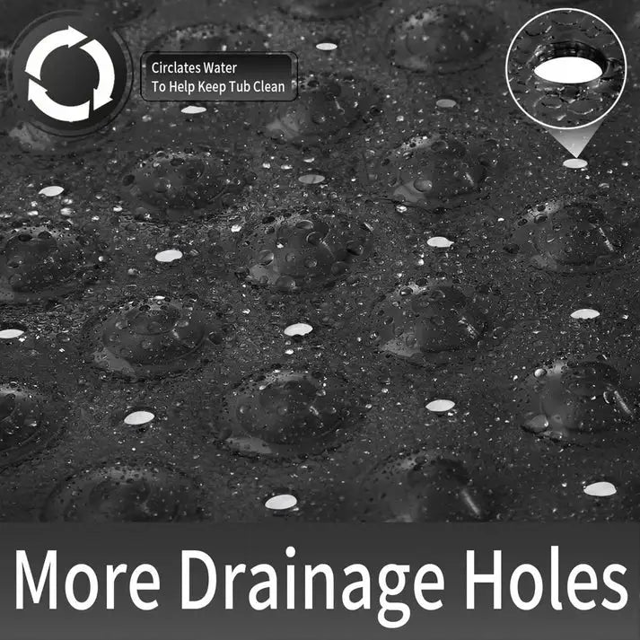 Non Slip Square Shower Tub Mat With Drain Hole - Black